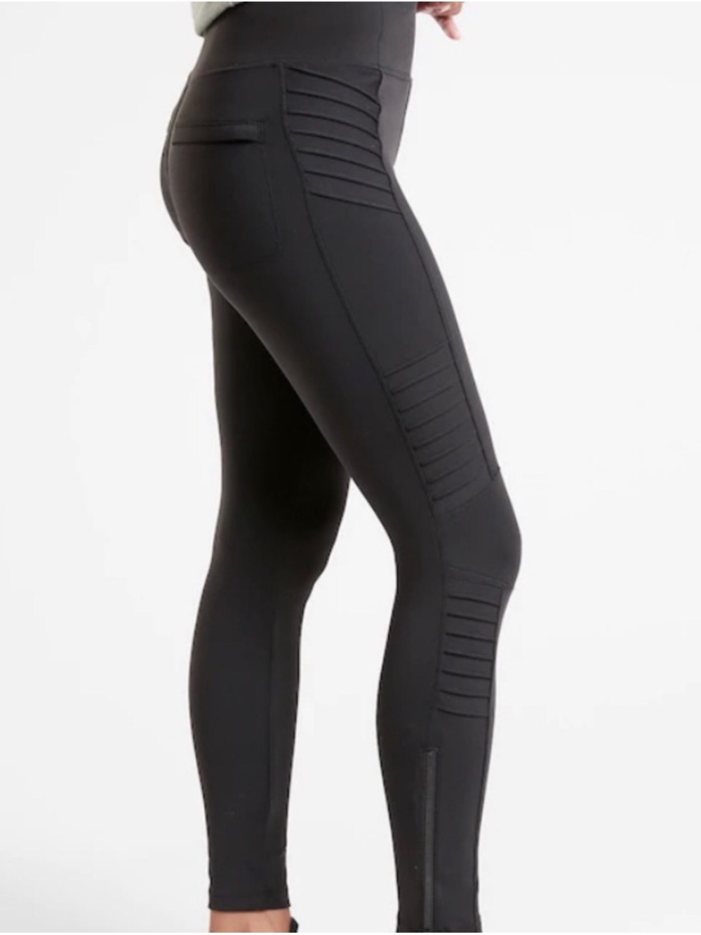 Athleta Delancey Moto Tight Leggings Black Like New Size Medium - Picture 3 of 14